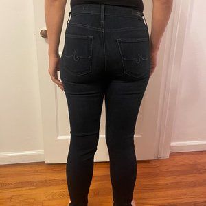 AG JEANS The Farrah High-Rise Skinny Jeans in Dark Blue